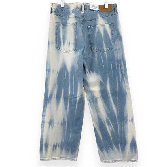 NWT H&M Light Washed Tie Dye Straight Leg Loose Fit Jeans - Picture 2 of 9
